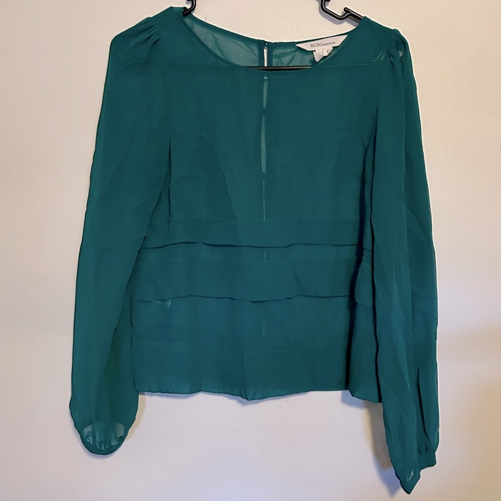 BCBG Emerald Sheer Blouse Women’s Size XS